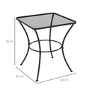 Outsunny 60 cm Square Metal table Outdoor Bistro Table Coffee Desk, Black