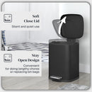 HOMCOM 12L Kitchen Pedal Bin, Metal Rubbish Bin with Soft-close Lid