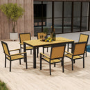 Outsunny 6 Seater Aluminium Garden Dining Set with Stackable Chairs, Natural