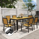 Outsunny 6 Seater Aluminium Garden Dining Set with Stackable Chairs, Natural