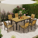 Outsunny 6 Seater Aluminium Garden Dining Set with Stackable Chairs, Natural