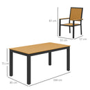 Outsunny 6 Seater Aluminium Garden Dining Set with Stackable Chairs, Natural