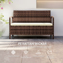 Outsunny Rattan Garden Bench w/ 125L Storage, Cushioned Outdoor Bench
