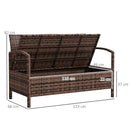 Outsunny Rattan Garden Bench w/ 125L Storage, Cushioned Outdoor Bench