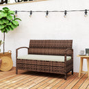 Outsunny Rattan Garden Bench w/ 125L Storage, Cushioned Outdoor Bench