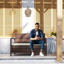 Outsunny Rattan Garden Bench w/ 125L Storage, Cushioned Outdoor Bench