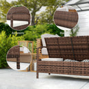 Outsunny Rattan Garden Bench w/ 125L Storage, Cushioned Outdoor Bench