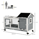 PawHut Wooden Rabbit Hutch, Small Animal House w/ Wheels, Removable Tray