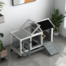PawHut Wooden Rabbit Hutch, Small Animal House w/ Wheels, Removable Tray