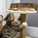 PawHut 44cm Cat Tree with Sisal Cat Scratching Post, Toy Ball - Brown