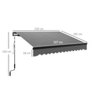 Outsunny 2.5 x 2m Electric Awning with LED Light and Remote Controller