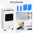 Portable Air Cooler Evaporative Cooler Humidifier with Ice Crystal Box Remote Controller 7.5 Hour Timer 3 Mode 3 Speed Swing and Ice Cooling Function for Bedroom Dorm Office White 9 Settings Fan