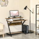 Computer Desk with Monitor Shelf and Storage R Shaped Gaming Study Writing Table for Home Office Brown Office