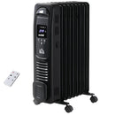 HOMCOM 2180W Black Oil Filled Radiator, 9 Fin Portable Heater w/ Timer Remote Control