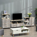 Chest of Drawers Storage  Dresser Cabinet Organizer with 3 Fabric Drawers and 2 Display Shelves for Living Room Bedroom Hallway Beige Organizer