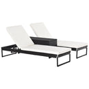 Outsunny 3 Pack Rattan Wicker Adjustable Lounge Chair w/ Cushions Set, Black