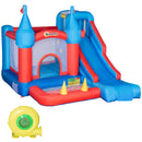 Outsunny 4 in 1 Kids Bouncy Castle Inflatable Slide Climbing Wall w/ Air Blower
