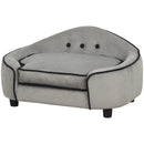 PawHut Pet Sofa Puppy Chair Kitten Couch for Small Dogs, Cats w/ Cushion - Grey