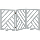 PawHut Wooden Pet Gate Foldable Freestanding Pet Gate w/ Three Panels - Grey