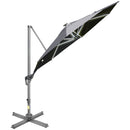 Outsunny 3m Solar LED Cantilever Parasol Adjustable Garden Umbrella Light Grey