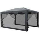 Outsunny 4 m x 3 m  Gazebo Party Tent Outdoor Tent w/ Mesh Sidewalls Dark Grey
