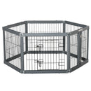 PawHut Dog Play Pen 6 Panel Pet Playpen Foldable Rabbit Guinea Pig Run w/ Door