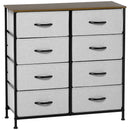 HOMCOM 8 Drawer Fabric Chest of Drawers w/ Wooden Top for Closet Hallway Grey