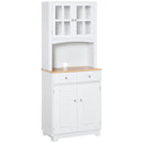 HOMCOM Coastal Kitchen Cupboard Storage Cabinet Unit for Dining Room, White