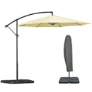 Outsunny 3(m) Banana Parasol Cantilever Umbrella Garden w/ Base Weights, Beige