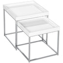 HOMCOM Coffee Table Set of 2 High Gloss Nest of Tables with Steel Frame, White