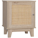 HOMCOM Nightstand, Rattan Bedside Table, Sofa Side Table w/ Storage Cupboard