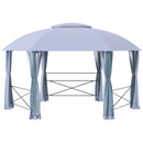 Outsunny 4 x 4.7(m) Gazebo Canopy, Hexagon Tent w/ Netting Steel Frame Grey