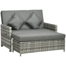 Outsunny Garden Rattan Daybed 2 Seater - Grey