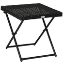 Outsunny Folding Square Rattan Coffee Table w/ Steel Frame Bistro Garden Black
