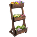 Outsunny 3-Tier Raised Garden Bed Freestanding Vertical Wooden Flower Rack
