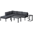 Outsunny 5-Piece Corner Garden Furniture Set w/ 2 Tables, Grey Aluminium Frame