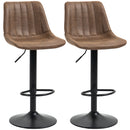 HOMCOM Set Of 2 Microfibre Retro Tub Bar Stools Metal Frame Footrest Seat Brown