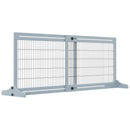 PawHut Adjustable Wooden Pet Gate Freestanding Dog Barrier for Doorway, Grey