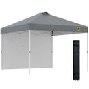 Outsunny 3x3(M) Pop Up Gazebo Canopy Tent w/ 1 Sidewall Carrying Bag Grey