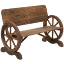 Outsunny Rustic Wood Design Home Garden Wagon Wheel Bench Décor Outdoor Loveseat