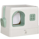 PawHut Cat Litter Box, Hooded Cat Litter Tray w/ Drawer Pan, Scoop, Deodorants