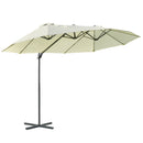 Outsunny Double Canopy Offset Parasol Umbrella Garden Shade Steel Canopy Beige