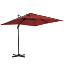 Outsunny Square Cantilever Roma Parasol 360° Rotation w/ Hand Crank, Wine Red