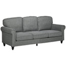 HOMCOM 3 Seater Sofas Fabric Couch with Nailhead Trim and Cushions Grey