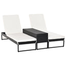 Outsunny 3 Pack Rattan Wicker Adjustable Lounge Chair w/ Cushions Set, Black
