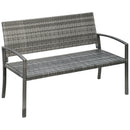 Outsunny Patio Rattan 2 Seater Garden Bench Love Seater Garden Armchair Grey