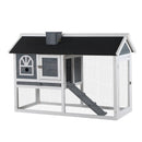 PawHut Rabbit Hutch Wood Bunny Cage for Outdoor Indoor w/ Pull Out Tray Ramp