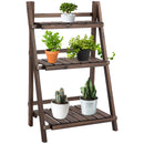 Outsunny 3-Tier Wooden  Shelf Foldable Flower Pots Holder Stand Indoor Outdoor