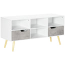 HOMCOM 50" TV Cabinet Stand Entertainment Center w/ Drawers Shelves, Light Grey