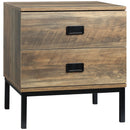 HOMCOM Retro Bedside Table Metal Frame Bedroom Side Table w/ 2 Drawers Coffee